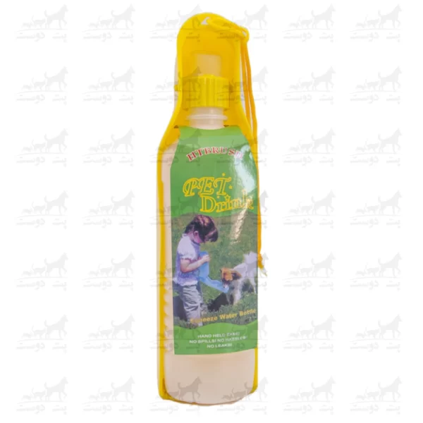 بطری آبخوری تاشو همراه برای سگ و گربه زرد